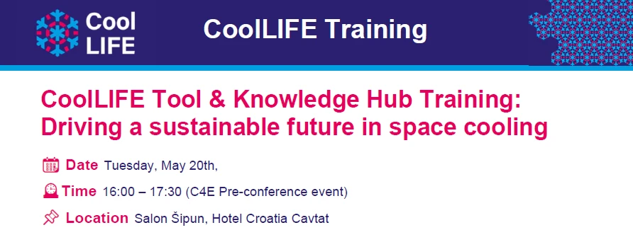 CoolLIFE Tool and Knowledge Hub Training pre-conference banner